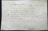 Pièce signée. Guillaume Yvelin (?-1644), médecin spagirist des rois Henri IV et Louis XIII, médecin ordinaire de la reine Anne d'Autriche, originaire ...