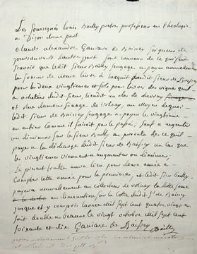 Pièce autographe signée. [Beaune, Côte-d'Or, Bourgogne] Claude-Alexandre Gaignarre de Baissey (XVIIIe), seigneur de Joursanvault ; Louis Bailly, ...