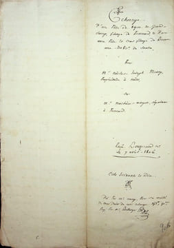 Manuscrit avec signatures autographes. [Beaune, Pommard, Côte-d'Or, Bourgogne] Nicolas-Joseph Marey (1760-1818), propriétaire du château de Pommard, ...
