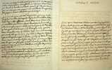 4 brouillons autographes à Nicolas-Alexandre de Ségur (1697-1755), président du parlement de Bordeaux et à sa femme Charlotte-Emilie Le Fèvre de ...