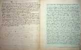 deux petits documents autographes et un papier XIXe provenant de la famille. Pierre-Emmanuel de Casaux (1716-1778), président à mortier au Parlement ...
