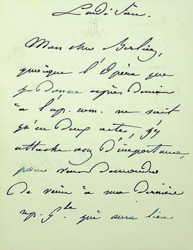 Lettre autographe signée au compositeur Hector Berlioz. Adolphe Adam (1803-1856), compositeur.