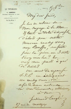 Lettre autographe signée à Jean-Louis-Auguste Commerson. Ferdinand Langlé (1798-1867), écrivain, journaliste, librettiste de Le Sourd ou l'Auberge ...