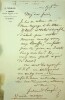 Lettre autographe signée à Jean-Louis-Auguste Commerson. Ferdinand Langlé (1798-1867), écrivain, journaliste, librettiste de Le Sourd ou l'Auberge ...