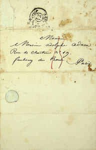 Lettre autographe signée au compositeur Adolphe Adam