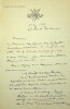 Lettre autographe signée. Paul de Pontsevrez (1856?-1910), poète.