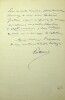Lettre autographe signée. Paul de Pontsevrez (1856?-1910), poète.