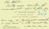 Carte autographe signée. Eliane Schott (?), chanteuse, « des concerts Colonne, soliste des concerts Lamoureux ».