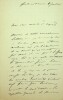 Lettre autographe signée à Arthur Coquard. Jules Pasdeloup (1819-1887), chef d'orchestre, pianiste, pédagogue.