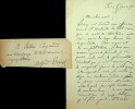 Lettre autographe signée à Arthur Coquard. Alfred Ernst (1860-1898), critique musical, diffuseur de Wagner en France. 