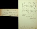 Lettre autographe signée à Arthur Coquard. Alfred Ernst (1860-1898), critique musical, diffuseur de Wagner en France. 