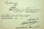 Pièce autographe signée avec portée musicale. Alfredo Barbirolli (1872-1931), compositeur italien. 