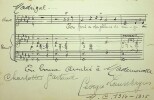 Pièce autographe signée avec portée musicale. Georges Lauweryns (1884-1960), compositeur belge, pianiste, chef d'orchestre.