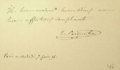 Carte autographe signée. Théodore Parmentier (1821-1910), compositeur, critique, général de division.