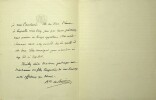 Lettre autographe signée. Adrien Joseph de Gislain de Bontin (1804-1882), homme politique, député, baron de Bontin. 