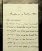 Lettre autographe signée au compositeur Léon Gatayes. Adrien Joseph de Gislain de Bontin (1804-1882), homme politique, député, baron de Bontin. 