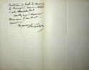 Lettre autographe signée au compositeur Léon Gatayes. Louis-Henri de Gueydon (1809-1886), vice-amiral, préfet maritime du 2e arrondissement (Brest), ...