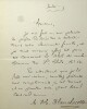 Lettre autographe signée au compositeur Léon Gatayes. Augustine-Malvina Blanchecotte (1830-1897), poétesse.