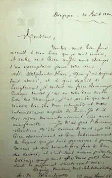 Lettre autographe signée au compositeur Léon Gatayes. Augustine-Malvina Blanchecotte (1830-1897), poétesse.