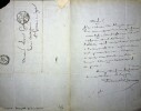 Lettre autographe signée au compositeur Léon Gatayes. Victor Paillard de Villeneuve (1804-1874), avocat notamment d'Alphonse Karr, de Victor Hugo ou ...