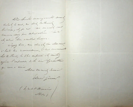 Lettre autographe signée au compositeur Léon Gatayes. Edouard Garnier (1821-1887), compositeur, critique et chroniqueur musical au Phare de la Loire.
