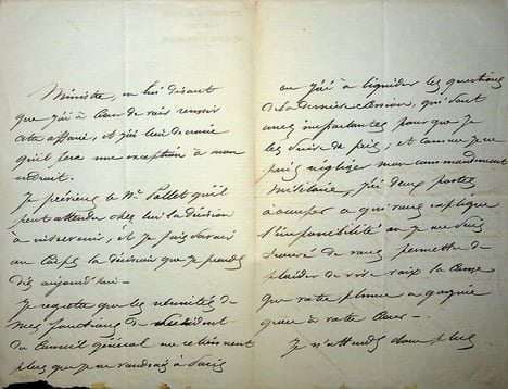 Lettre autographe signée au compositeur Léon Gatayes. Pierre Hippolyte Publius Renault (1807-1870), général de division mort des suites d'une blessure ...