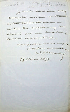 Lettre autographe signée au compositeur Léon Gatayes. Auguste Vaucorbeil (1821-1884), compositeur.
