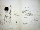 Lettre autographe signée au compositeur Léon Gatayes. Jean-Jacques Masset (1811-1903), compositeur belge, violoniste, ténor.