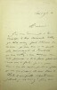 Lettre autographe signée au compositeur Léon Gatayes. Charles Beauquier (1833-1916), homme politique, historien.