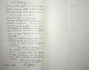 Lettre autographe signée au compositeur Léon Gatayes. Auguste Jugelet (1805-1874), peintre, peintre de marine.