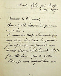 Lettre autographe signée au compositeur Léon Gatayes