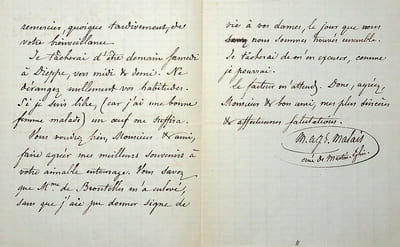 Lettre autographe signée au compositeur Léon Gatayes