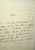 Lettre autographe signée. Edgar Quinet (1803-1875), poète, historien, philosophe, homme politique.