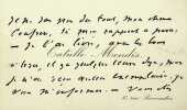 Carte autographe signée. Catulle Mendès (1841-1909), poète, écrivain, critique littéraire.