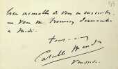 Carte autographe signée. Catulle Mendès (1841-1909), poète, écrivain, critique littéraire.