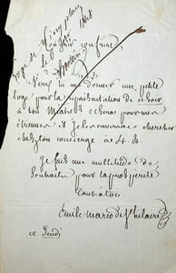 Lettre autographe signée à Hippolyte Hostein