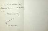 Lettre autographe signée. Auguste Maquet (1813-1888), écrivain, fameux collaborateur d'Alexandre Dumas.