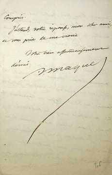 Lettre autographe signée à Léon Gozlan. Auguste Maquet (1813-1888), écrivain, fameux collaborateur d'Alexandre Dumas.