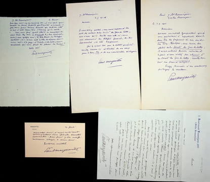 Lettre autographe signée (lot de 5 LAS et CAS). Paul Margueritte (1860-1918), écrivain.