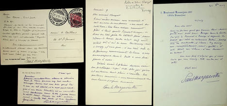 Lettre autographe signée (lot de 5 LAS et CAS). Paul Margueritte (1860-1918), écrivain.
