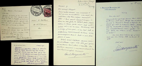 Lettre autographe signée (lot de 5 LAS et CAS). Paul Margueritte (1860-1918), écrivain.