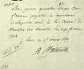 Pièce signée. Alphonse Martainville (1777-1830), écrivain, goguettier, journaliste.