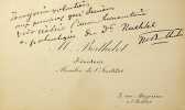 Carte autographe signée.  Marcellin Berthelot (1827-1907), chimiste, biologiste, homme politique.