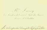 Carte autographe signée. Félix-Hippolyte Larrey (1808-1895), médecin, homme politique.