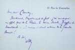 Lettre autographe signée à Robert Charvay. Henry Gauthier-Villars dit Willy (1859-1931), écrivain. 