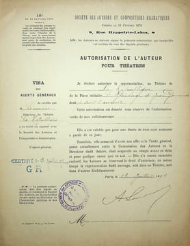 Contrat signé. Alphonse Lemonnier (1842-1907), écrivain, chansonnier.