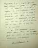 Lettre autographe signée. Abel Bonnard (1883-1968), écrivain, homme politique.