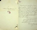 Lettre autographe sign&eacute;e. Laure Junot, duchesse d'Abrant&egrave;s (1784-1838), m&eacute;morialiste.