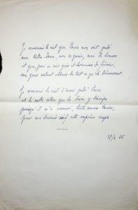Poème autographe sur Paris