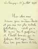 Lettre autographe signée à Alphonse Daudet. Gustave Droz (1832-1895), peintre, écrivain.